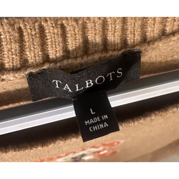 Talbots Cotton Blend Brown Owl 3D-Knit Crew Neck Pullover Sweater Size Large - Picture 3 of 8